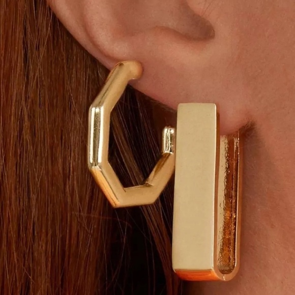 Jewelry - Gold Plated Geometric Hoop Earrings